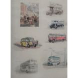 C** R** M** (20th century), Bus studies; Locomotive studies, a pair, pencil, ink and watercolour,
