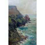 Harold Vernon (19th/20th century), The Cornish Coast, oil on panel, signed,