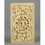 A Canton ivory rectangular card case, late 19th century,