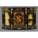 A Victorian gilt-metal mounted,floral marquetry inlaid ebonised credenza,