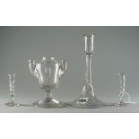 An airtwist glass candlestick, mid-18th century,