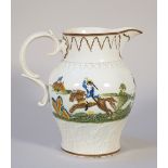 A Prattware pottery jug, circa 1800,