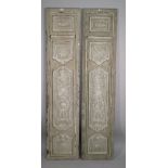 A pair of painted sheet metal panels, late 19th century style,