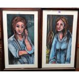 Salvatore Azzu (20th century), Figure studies, colour chalk, all signed and dated '77,