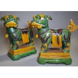 A pair of 20th century Chinese dogs of Fo 35cm wide x 40cm high and a gilt and a giltwood figure of