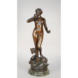 E Deplechin; 'Amphitrite' bronze female nude, circa 1900,