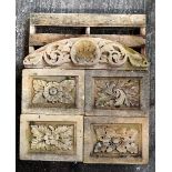 A set of four late 19th century rectangular sandstone panels, relief carved with fauna, 53cm x 38cm,