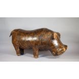 A Liberty's Omersa Dimitri brown leather stuffed Hippopotamus, 64cm wide.