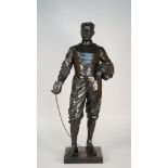 An Italian bronze figure of a fencer, after V C Bonanni, signed and dated 'V C BONANNI 1908',