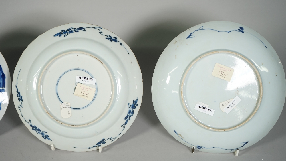 Four Chinese blue and white plates, 18th century, one painted with a hunting scene, - Image 5 of 6