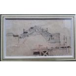 William Lionel Wyllie (1851-1931), Clarence Pier, Portsmouth, pencil, 7cm x 11.5cm.