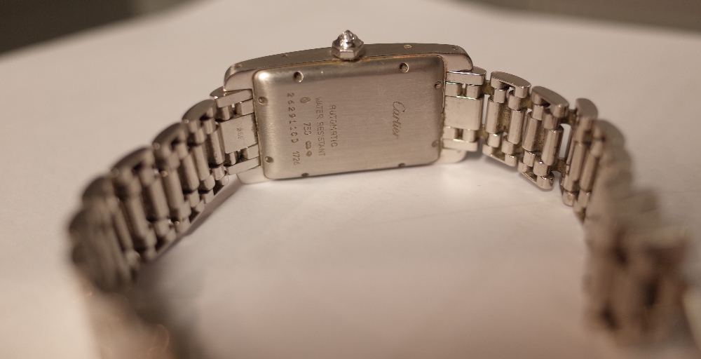 Cartier; a diamond set 18ct white gold Tank Americaine wristwatch, model number 1726, - Image 6 of 11