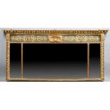 A Regency gilt framed triple plate over mantel mirror,