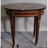 A Regency stained beech and parcel gilt painted oval side table on tapering square supports 66cm