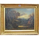 Attributed to John Thomson of Duddingston (1778-1840), Sunset landscape, oil on panel,38.5cm x 51.
