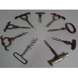 Four steel 'eye brow' corkscrews,