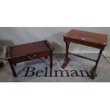 A Regency mahogany side table with bobbin turned stretcher,