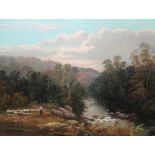 Robert Allan (19th/20th century), Wooded river scene, oil on canvas, signed, 34cm x 44cm.