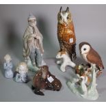 Ceramics, a group of figures including Nao, Royal Crown Derby and Rosenthal.