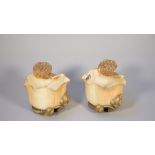 A pair of Royal Worcester blush ivory vases, late 19th century,