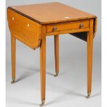 A George III rosewood banded satinwood Pembroke table, with single frieze drawer and dummy verso,