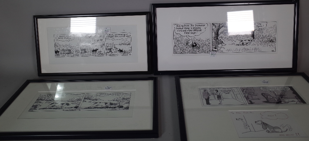 Fred Basset; six cartoons by artist Alex Graham, framed and glazed, (6). - Image 2 of 5