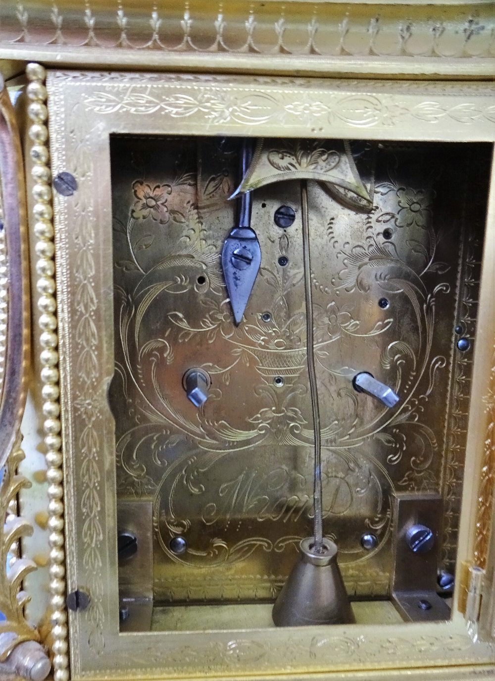 A rare Chinese ormolu and paste-set mantel clock In the style of John Mottram or Henry Borrell, - Image 6 of 9