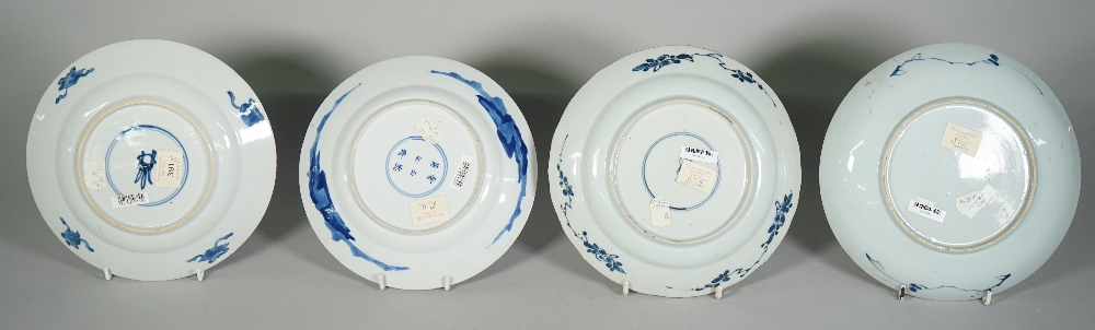 Four Chinese blue and white plates, 18th century, one painted with a hunting scene, - Image 4 of 6