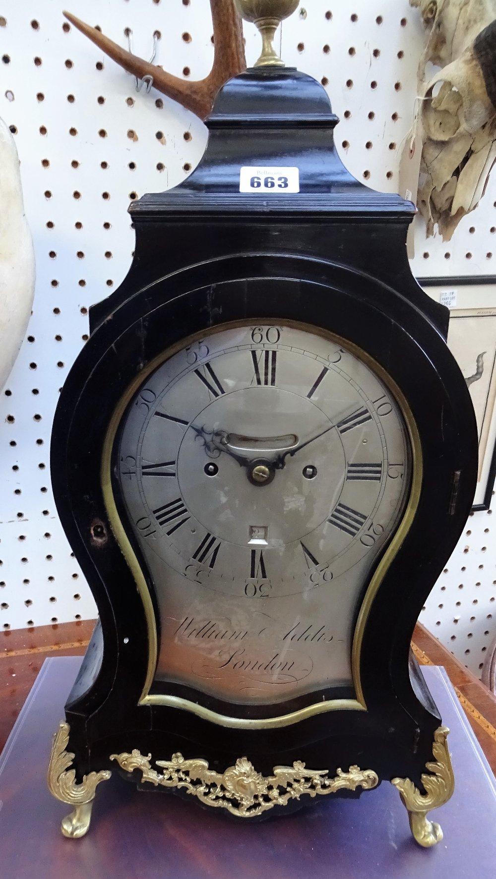 A George III giltmetal-mounted ebonised striking balloon clock By William Addis, - Image 2 of 7