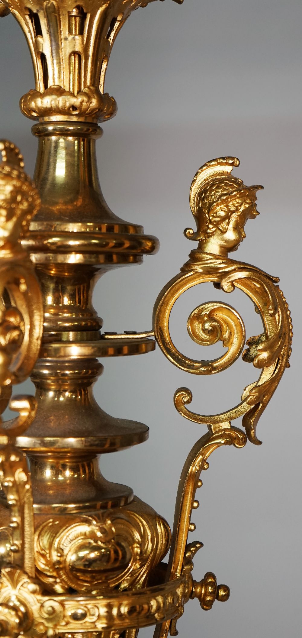 An ormolu six branch chandelier, Louis XVI style, foliate cast form, 116cm high. - Image 2 of 6