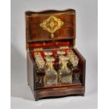 A 19th century French brass inlaid rosewood table top liqueur cabinet,