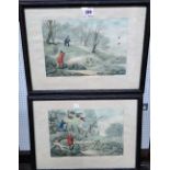 After Henry Alken, Shooting, a set of four engravings (restrikes) with hand colouring,