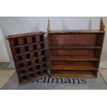 An early 20th century pine five tier open bookcase 100cm wide x 121cm high and a 20th century