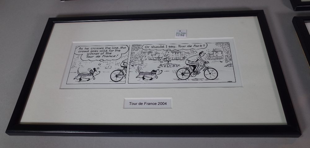 Fred Basset; six cartoons by artist Alex Graham, framed and glazed, (6). - Image 5 of 5