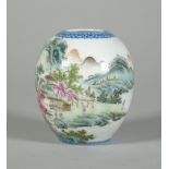 A small Chinese famille-rose ovoid vase, Republic period, 20th century,