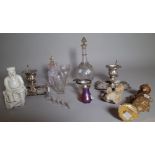 Collectables including; a pair of silver plated chamber sticks,