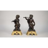 A pair of French ormolu mounted bronze figures, circa 1870,