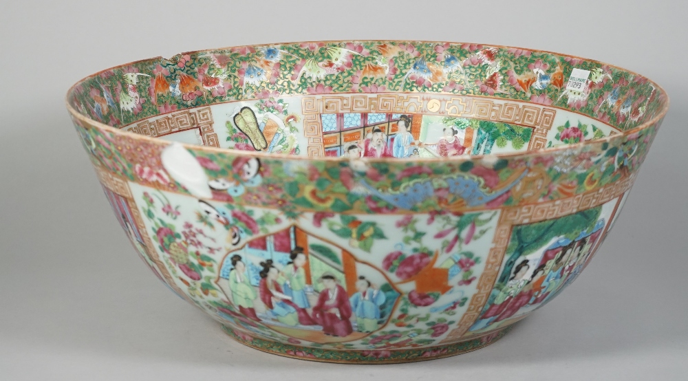 A Canton famille-rose punchbowl, 19th century, - Image 3 of 7