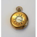 A 9ct gold cased, keyless wind, half hunting cased gentleman's pocket watch,