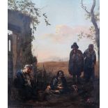 Circle of Pieter Jacobsz. van Laer, Peasants in a landscape, oil on panel, 41.5cm x 35cm.