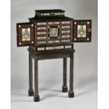A mid-19th century Milanese ivory, rosewood and mahogany inlaid ebonised cabinet,