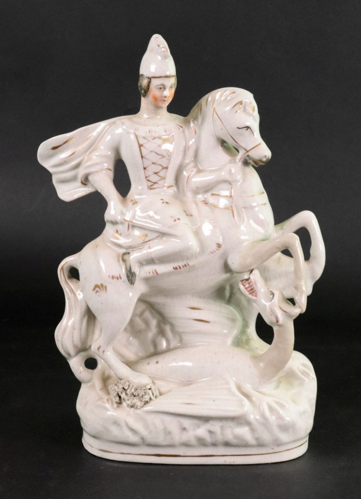 A Victorian Staffordshire figure of St. George and the dragon, 28. - Image 2 of 6