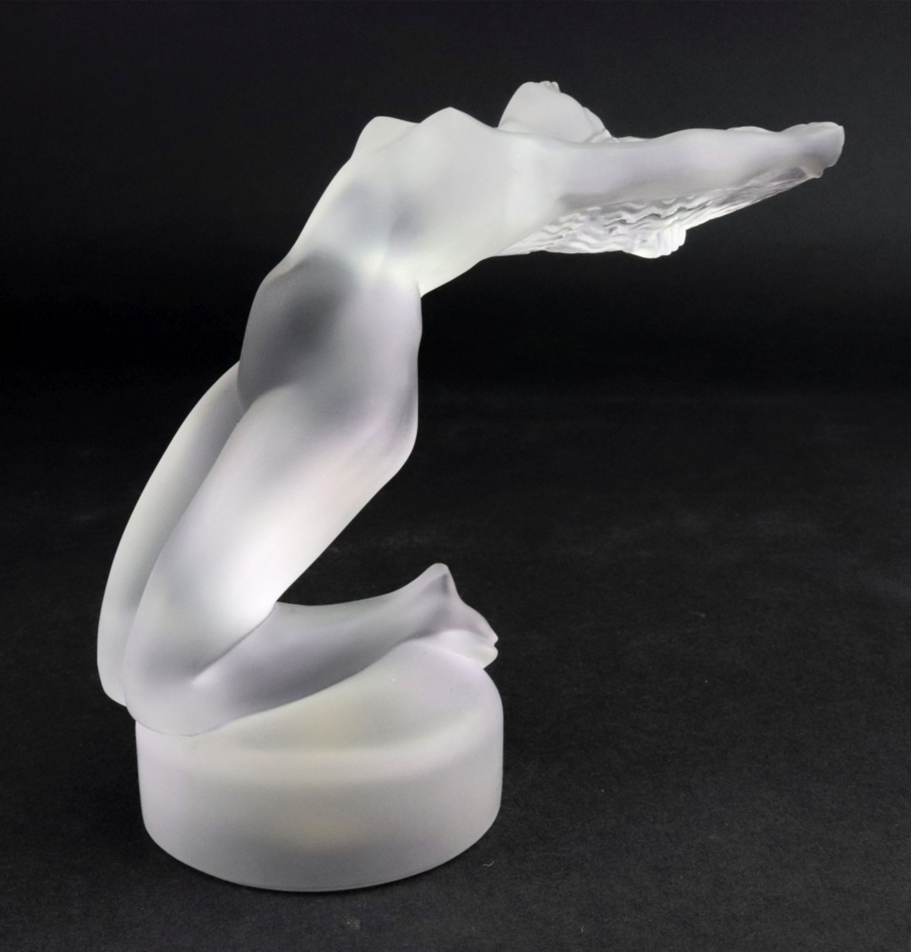 Lalique; a frosted glass Chrysis car mascot, detailed 'Lalique France' to base, 13.5cm high. - Image 3 of 6