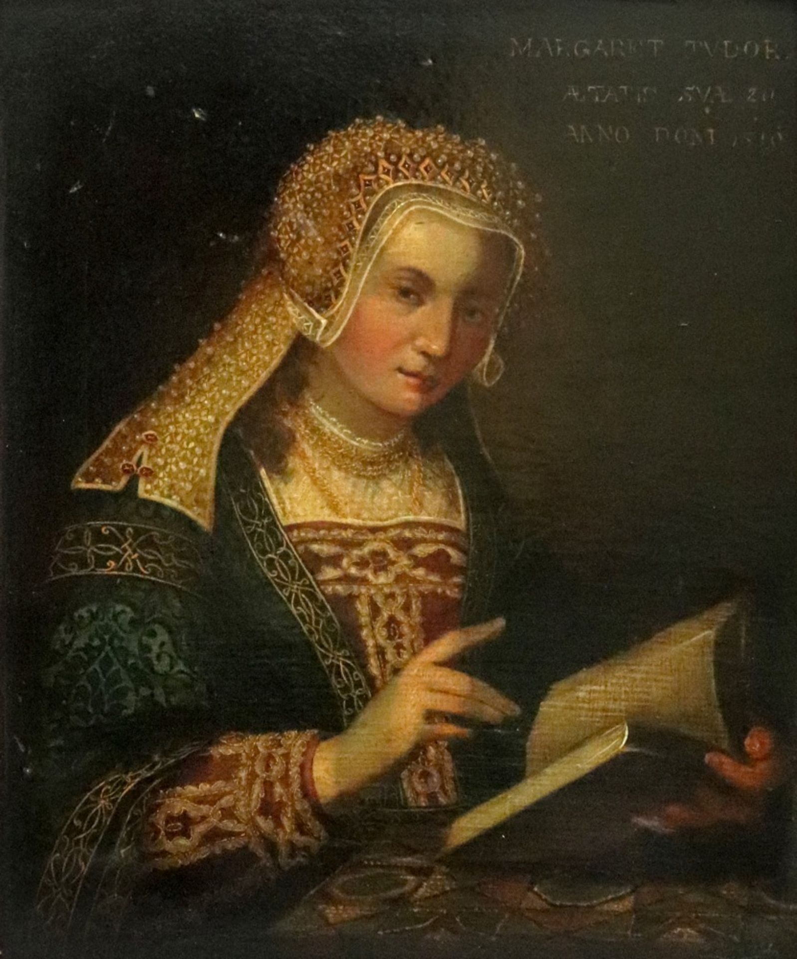 English School, A portrait of Margaret Tudor, bears inscription 'MARGARET TUDOR, AETATIS SVAE 20,