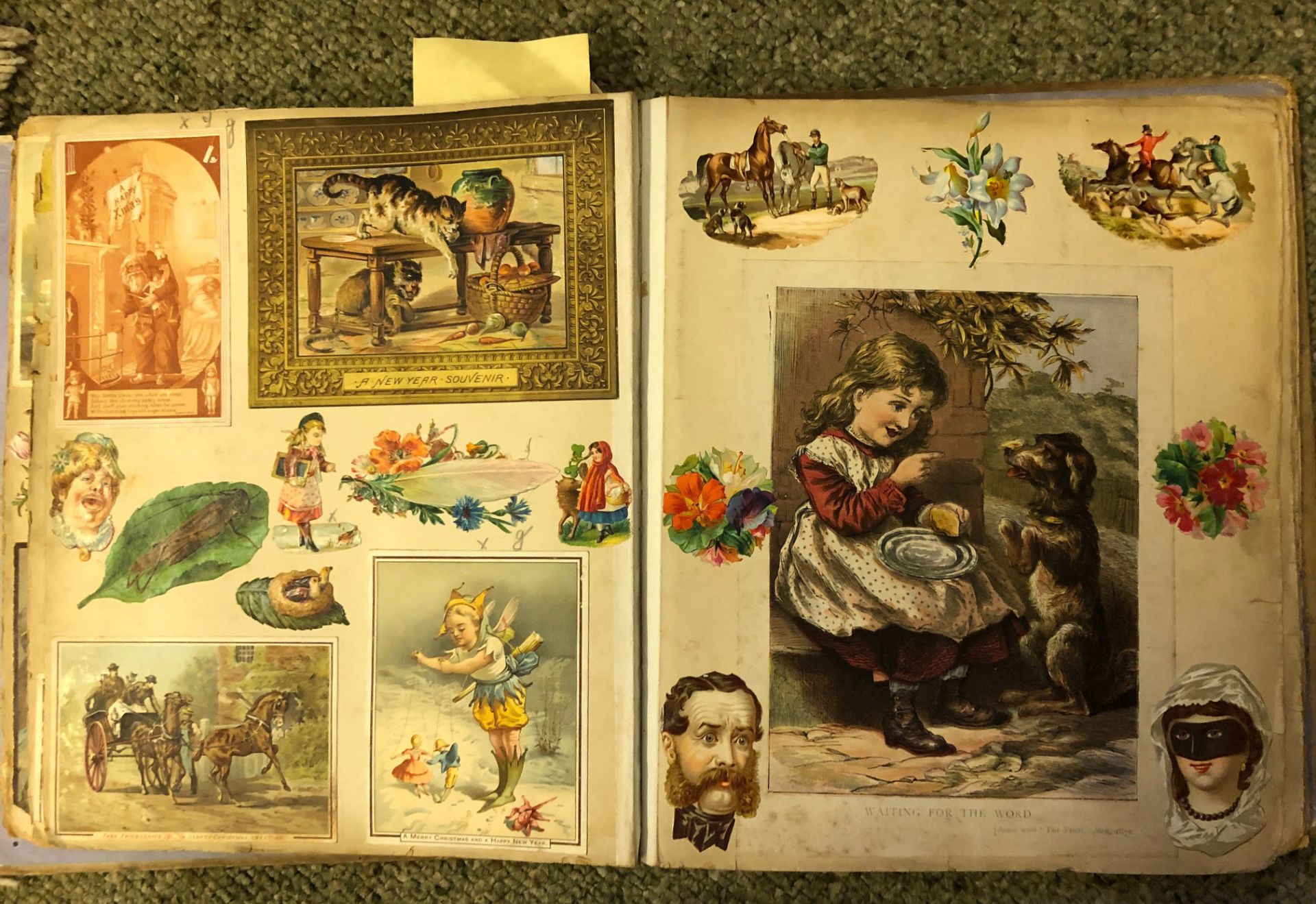 A Victorian album of 'scraps', in a decorative original binding with panels of flowers and gilt. - Bild 12 aus 16