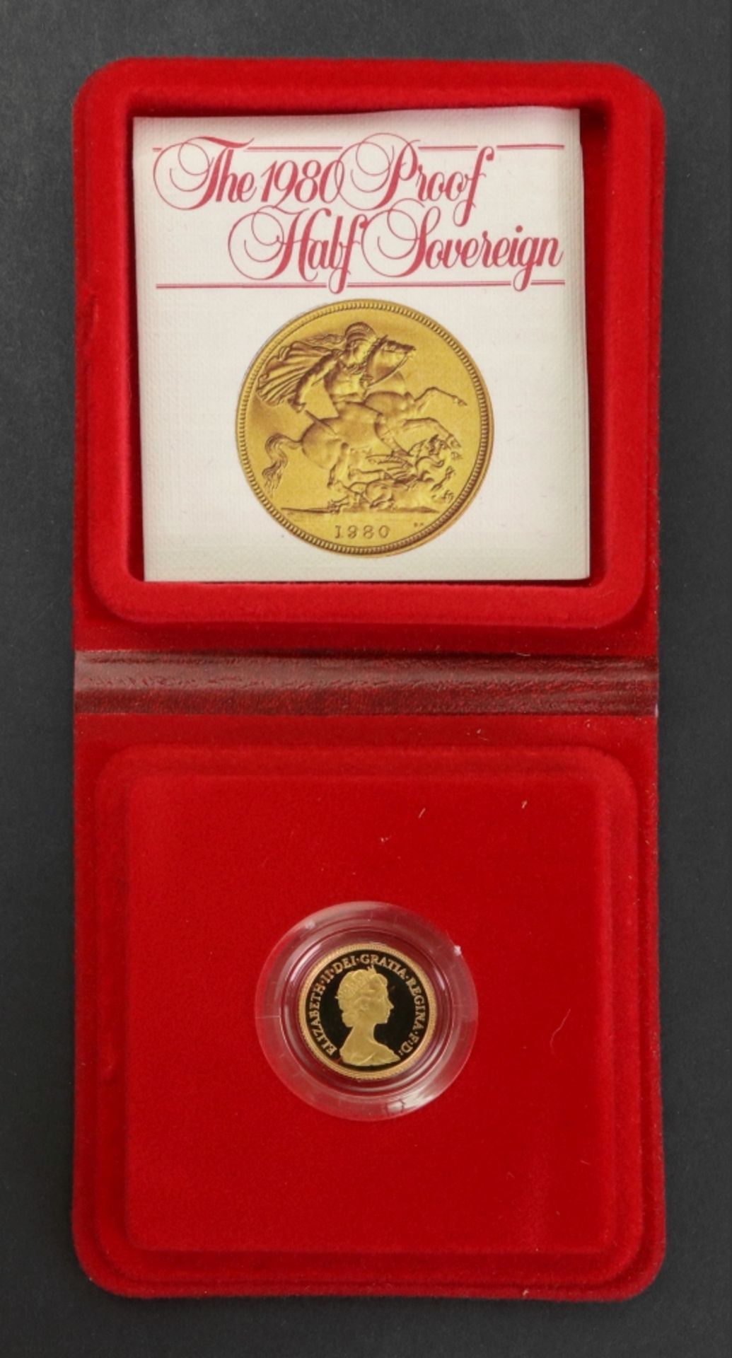 1980 Proof half sovereign, cased.