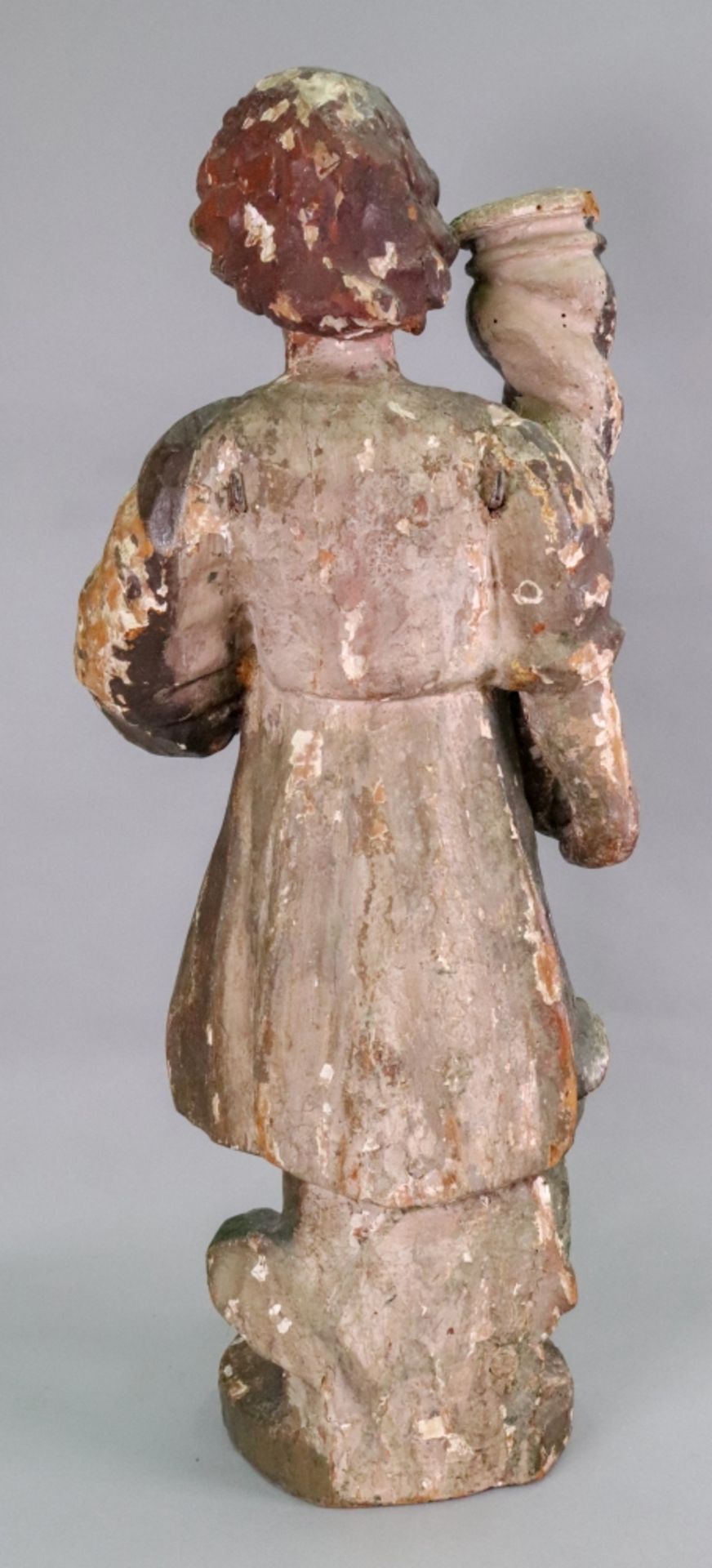 An Italian carved pine polychrome painted candlestick, 17th century, - Image 3 of 3