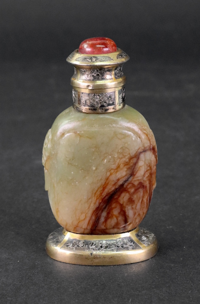 A Chinese soapstone and gilt metal mounted snuff bottle, late 19th/20th century, - Image 2 of 6