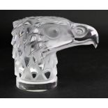 Lalique; a frosted glass Tete D'Aigle (Eagle Head) car mascot, detailed 'Lalique France' to base,
