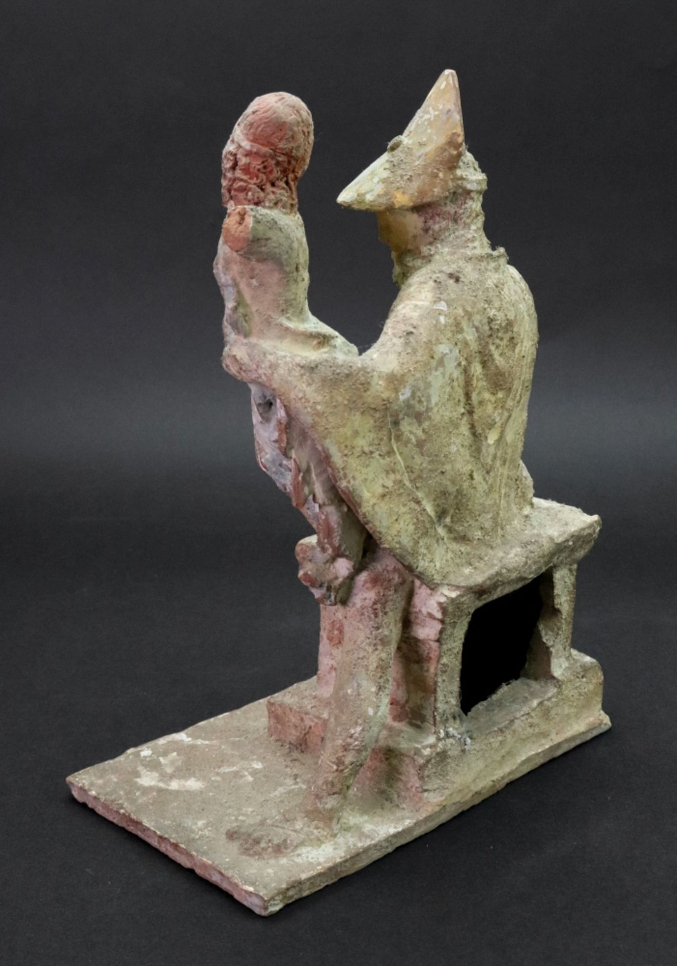 After the antique; a terracotta figure group, with painted decoration, - Image 2 of 9